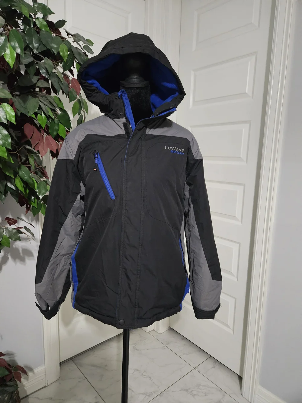 Hawke & Co Black Gray Jacket with Blue Trim for Kids